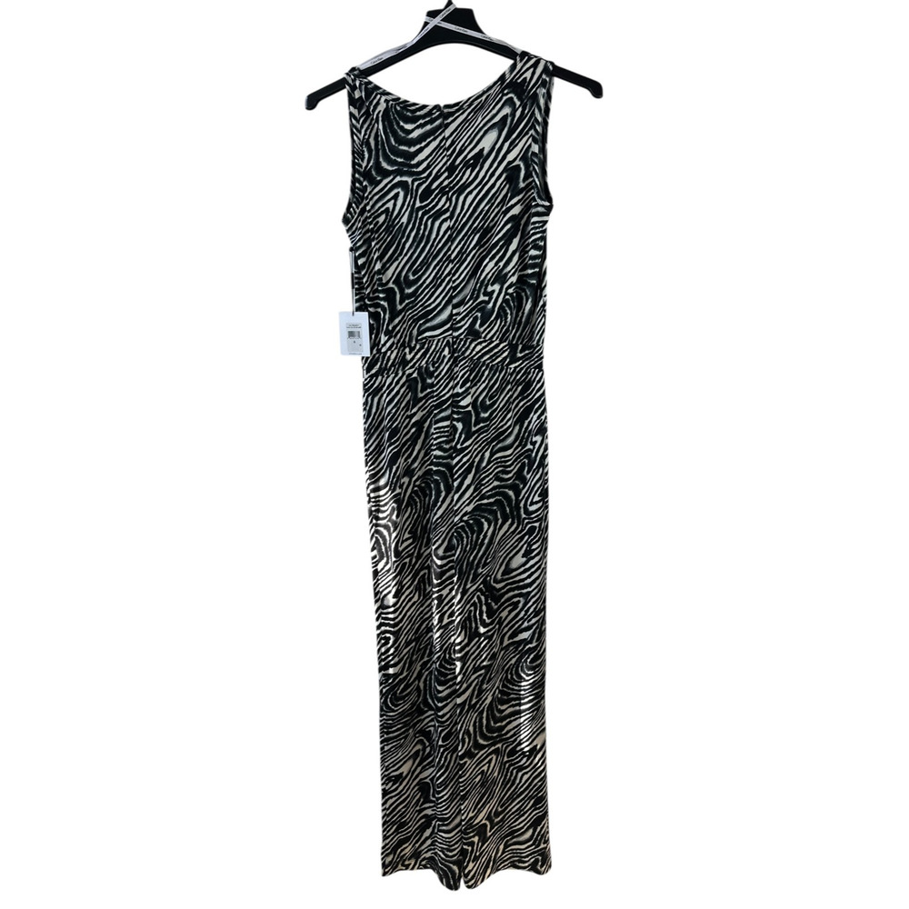 NWT Calvin Klein Zebra Animal Print Jumpsuit Drawstring Sleeveless Size 6 - Picture 3 of 14